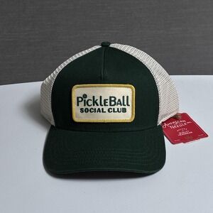 American Needle PickleBall Social Club Hat Cap Snap Back Trucker One Size Green